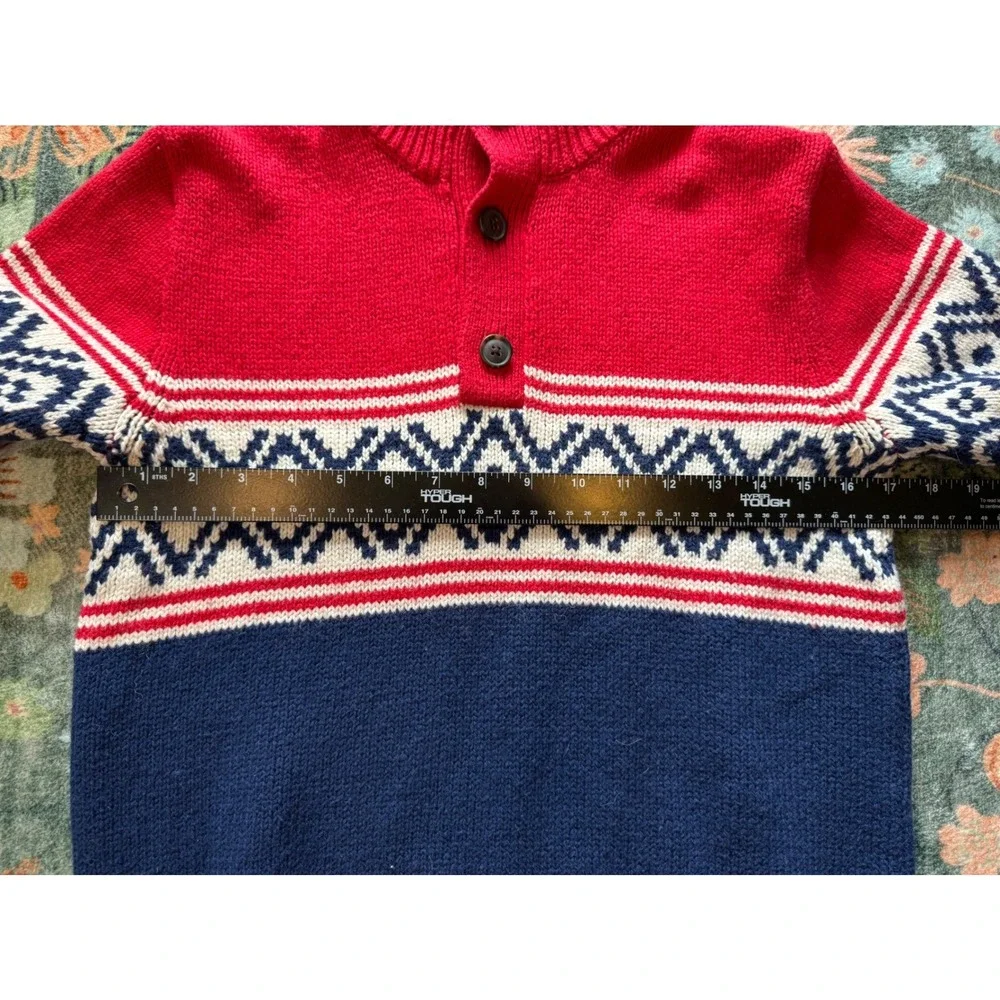 Gap Kids Fair Isle Mock Neck Sweater Red Navy Blue XXL‎ 14-16